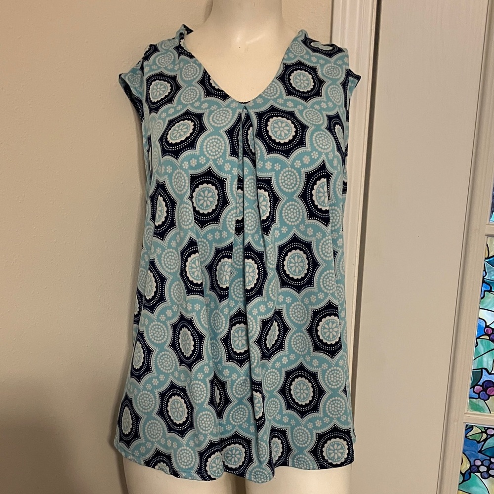 Chic Blue Patterned Blouse